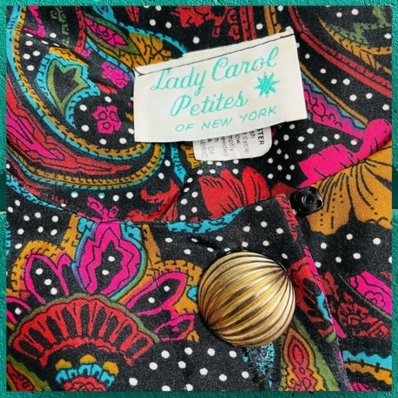 VINTAGE 70s sz S/M Lady Carol Petites midi dress paisley 60s fit& flare a-line - Picture 2 of 7